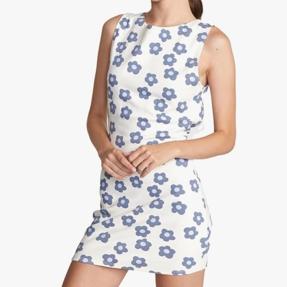 RVCA Dresses & Skirts - SOLD RVCA gogo mini dress white and blue 70s style size XS